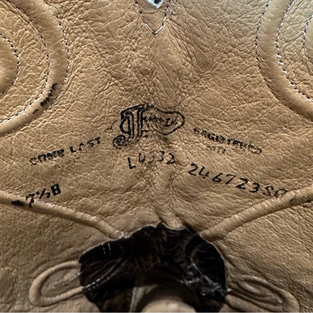 Justin Western Boots Womens 7.5B Brown Leather Cowboy Boots Embroidered Classic - Picture 8 of 8